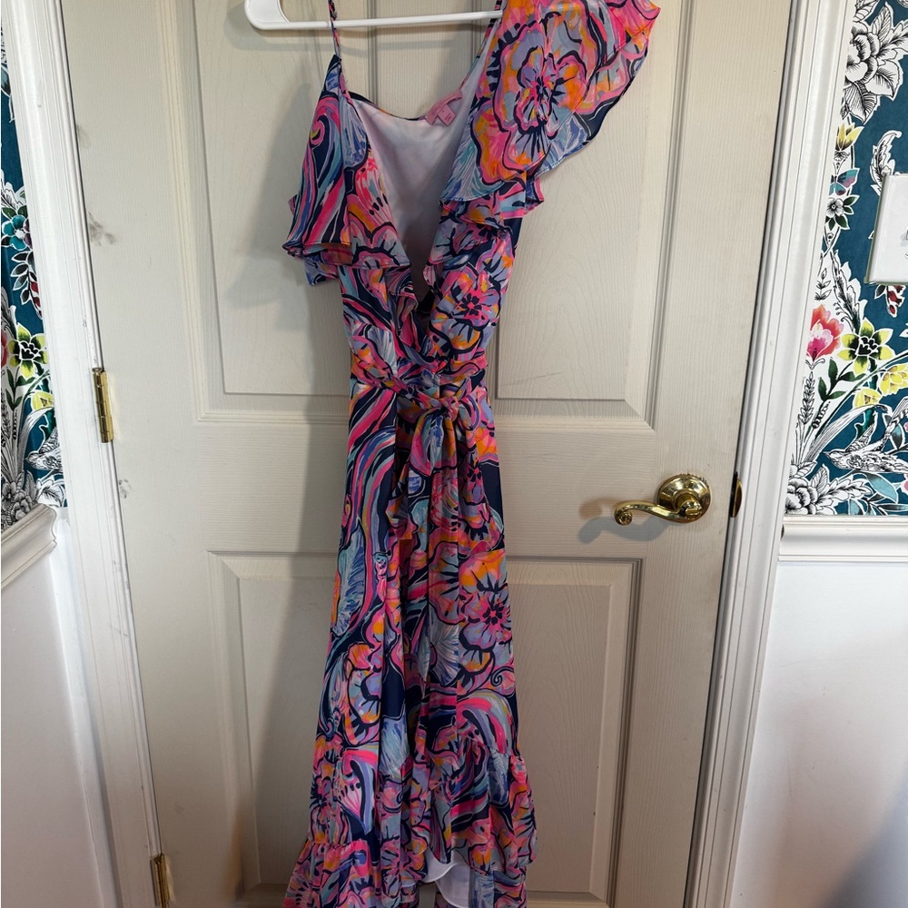 Lilly Pulitzer Marianna Wrap Dress Nauti Navy Boho Bateau print size small - Picture 4 of 7